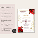 Elegant Red Rose Quinceañera Invitation