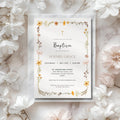 Elegant Wildflower Baptism Invitation with Cross