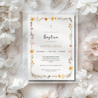 Elegant Wildflower Baptism Invitation with Cross