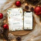 Elegant Christmas Ornaments Dinner Party Invitation
