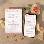 Pink Hearts Valentines Party Invitation