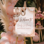 Rose Gold 50th Birthday Welcome Sign