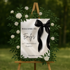 Black Bow Birthday Welcome Sign