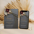 Elegant Burgundy Gold Floral 50th Birthday Invitation