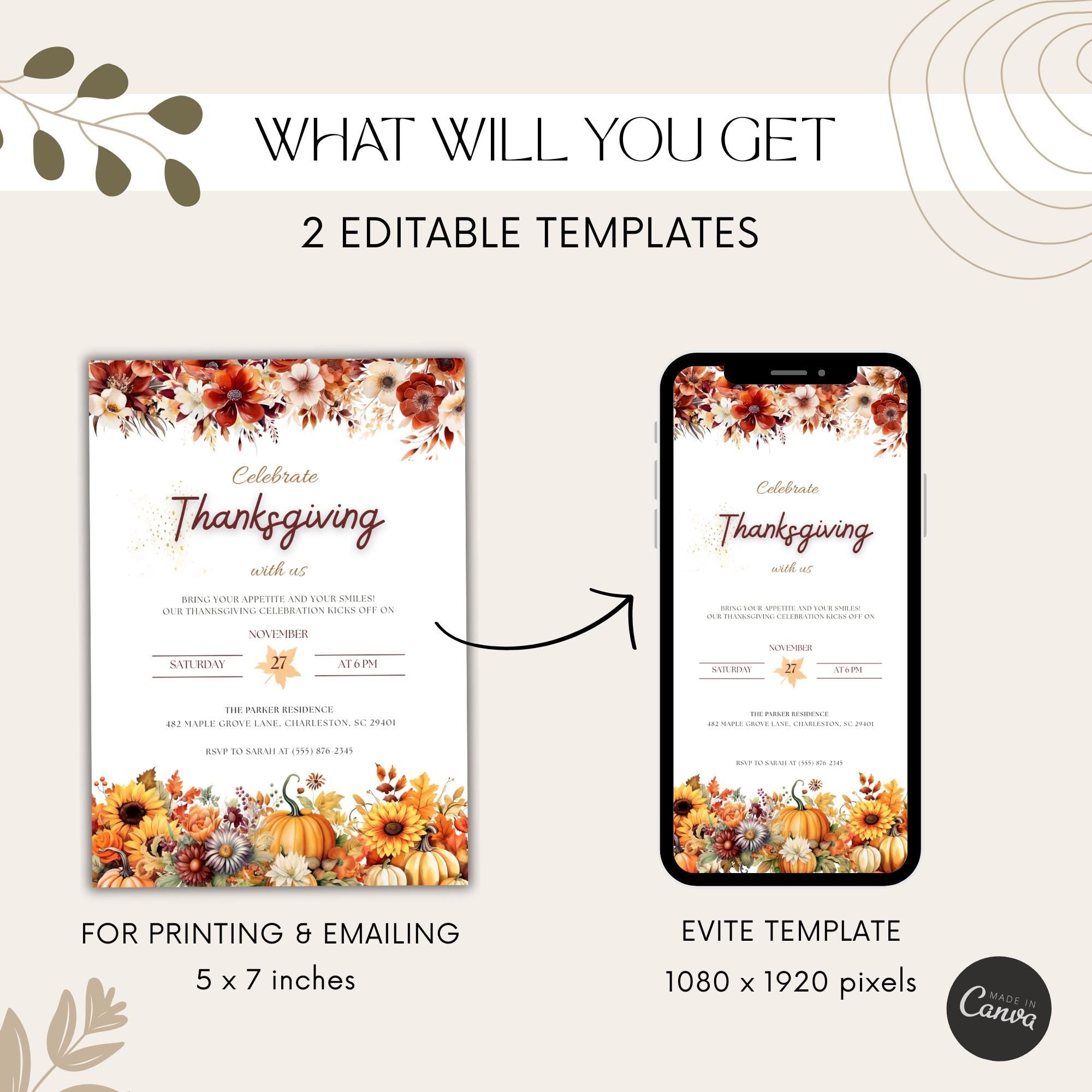Autumn Thanksgiving Celebration Invitation