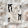 Elegant Black Bow 40th Birthday Invitation