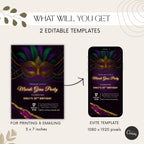 Mardi Gras Mask Birthday Party Invitation
