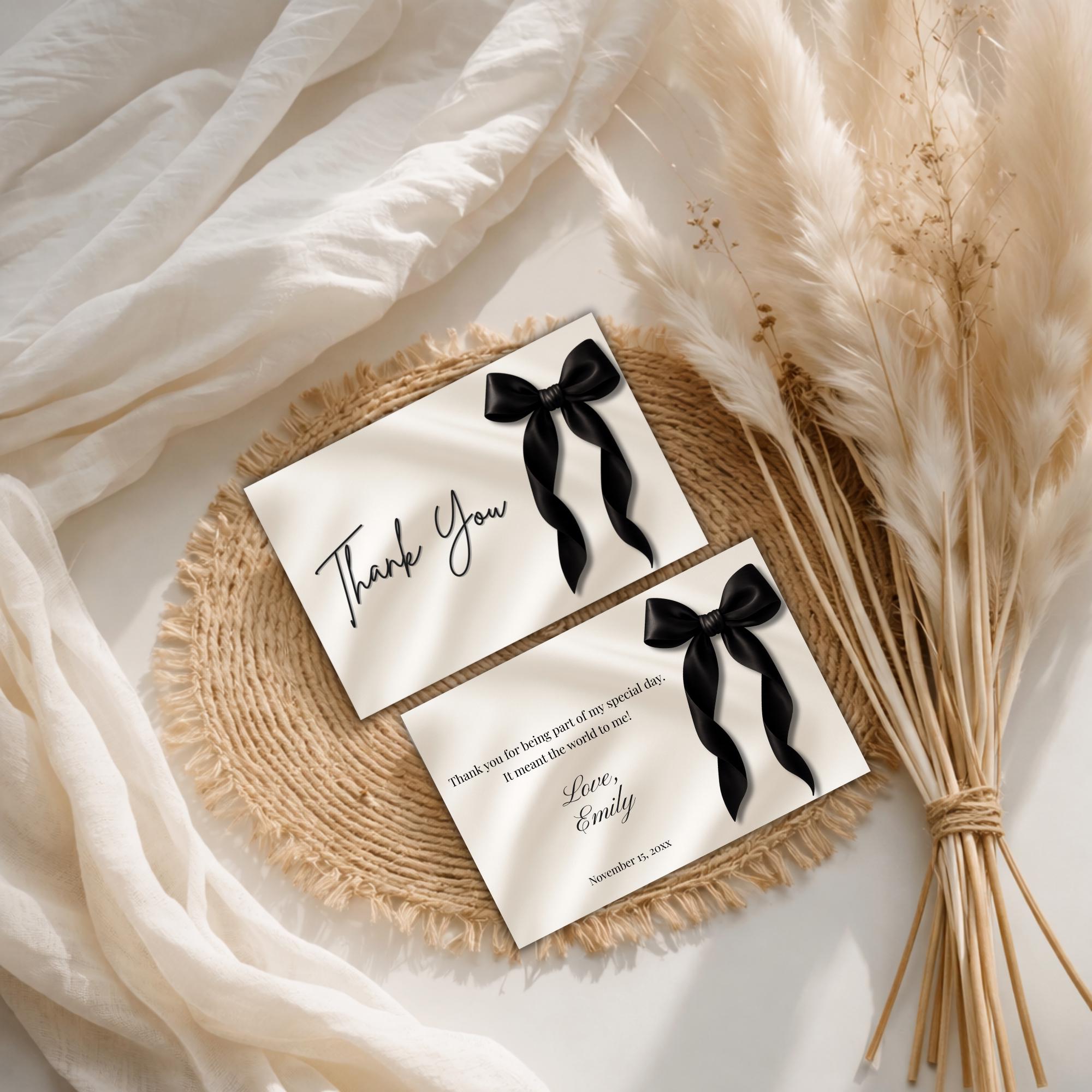 Black Bow Thank You Cards