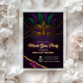 Mardi Gras Mask Birthday Party Invitation