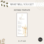 Gold Candle Baptism Menu Card