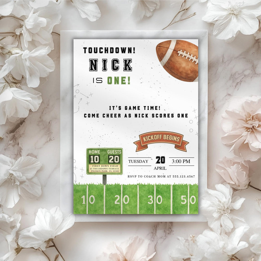Touchdown Football 1st Birthday Invitation