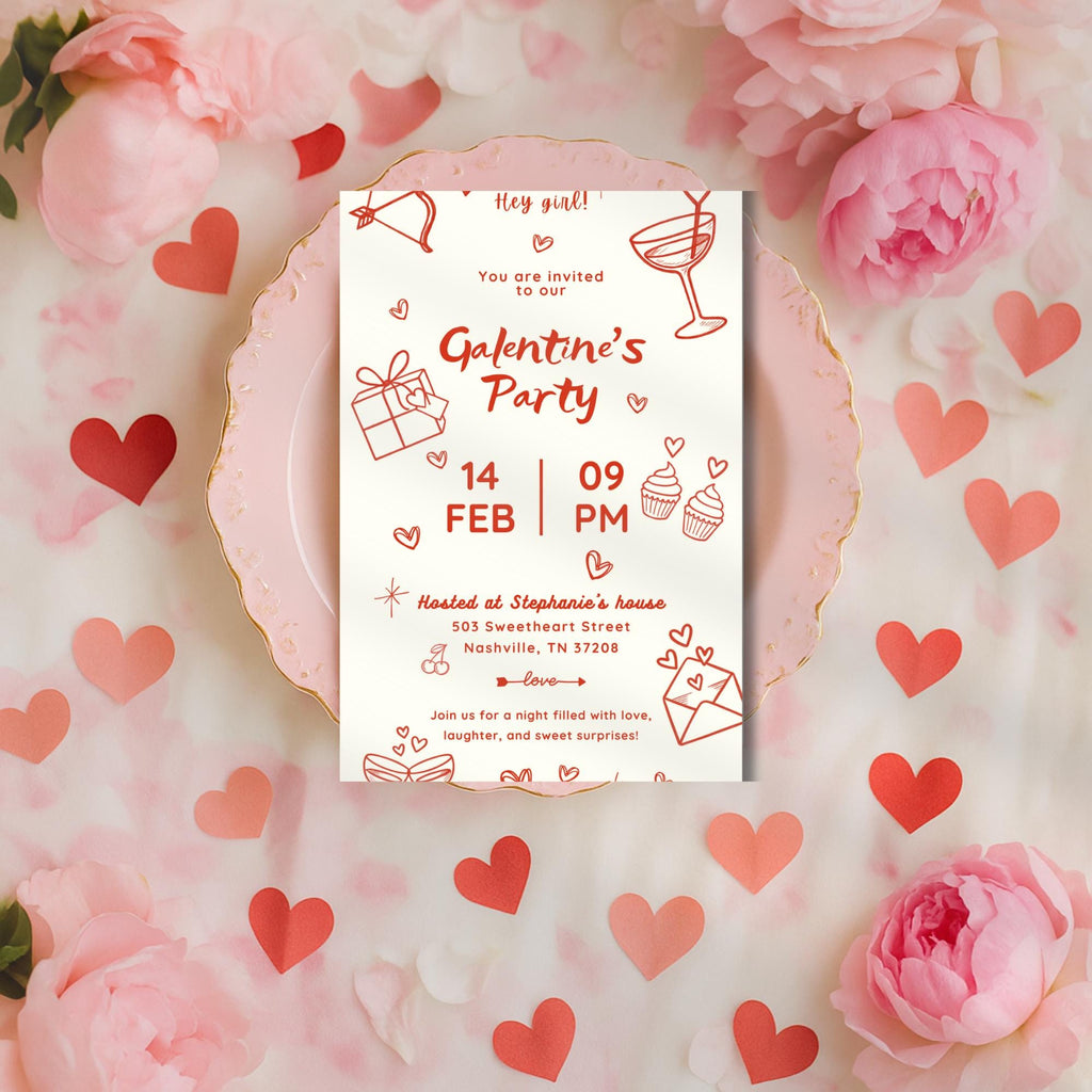 Handdrawn Galentines Party Invitation