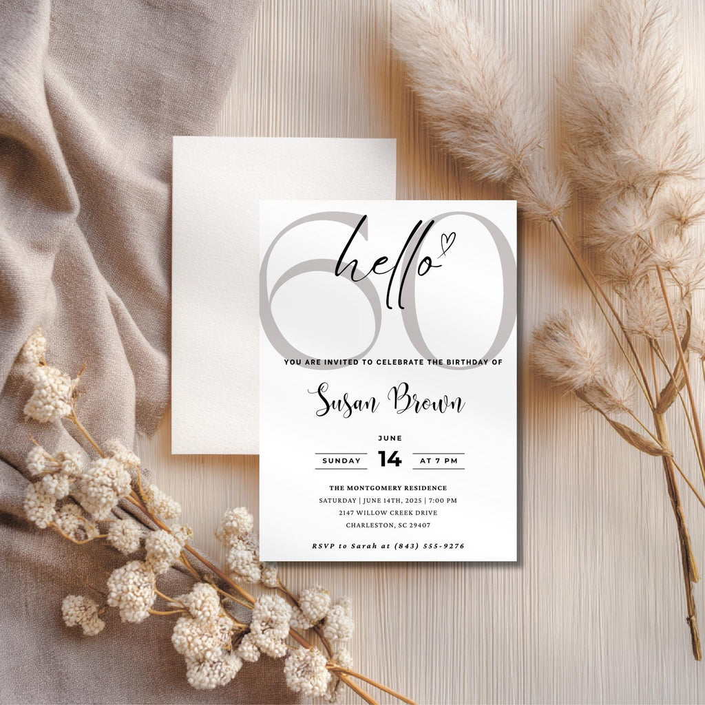 Minimal 60th Birthday Invitation
