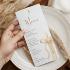 Gold Candle Baptism Menu Card