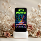 Neon Trampoline Park Kids Birthday Invitation