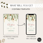 Watercolor Christmas Party Invitation Pinecones