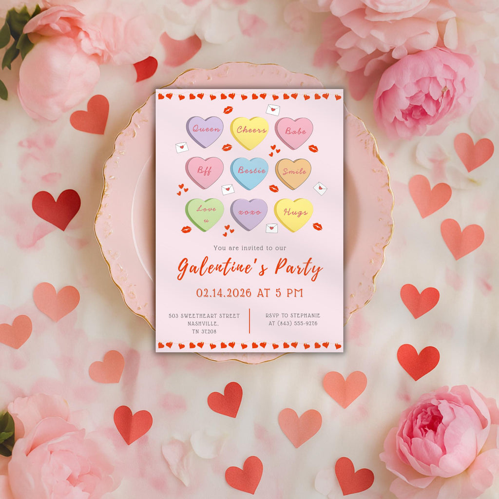 Candy Hearts Galentine's Party Invitation