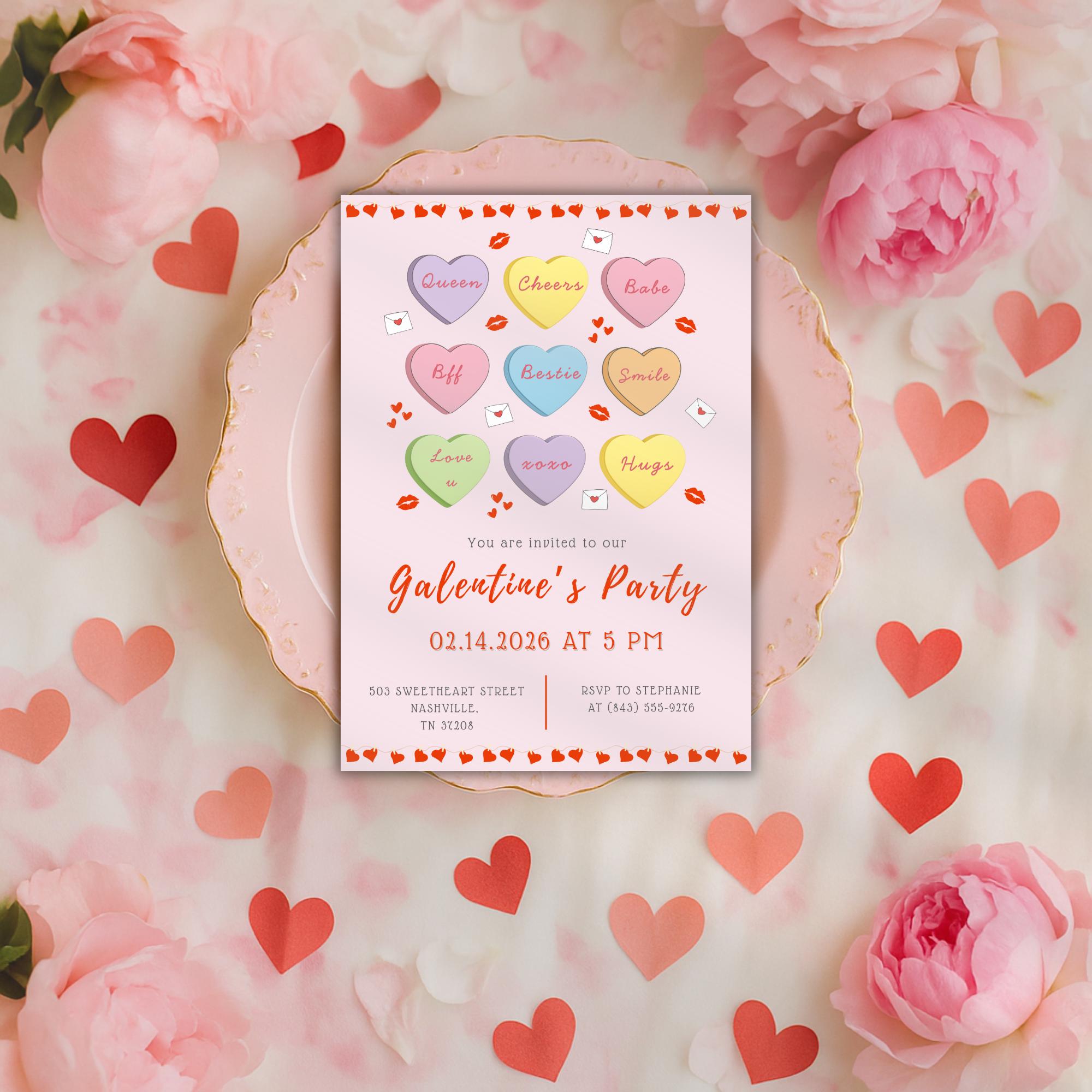 Candy Hearts Galentine's Party Invitation