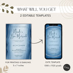 Blue Watercolor Bar Mitzvah Invitation