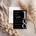 Elegant Black Minimalist 18th Birthday Invitation