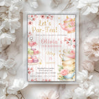 Elegant Floral Tea Party Kids Birthday Invitation