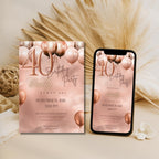 Rose Gold Balloon Birthday Invitation
