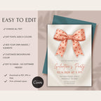 Pink Bow Galentines Party Invitation