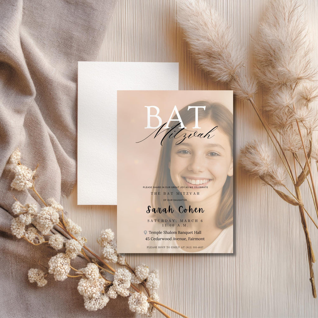 Bat Mitzvah Photo Invitation