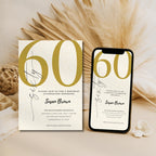 Elegant Gold Minimalist 60th Birthday Invitation