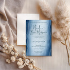 Blue Watercolor Bar Mitzvah Invitation