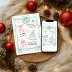 Hand Drawn Red & Green Christmas Invitation
