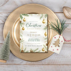 Elegant Christmas Ornaments Dinner Party Invitation