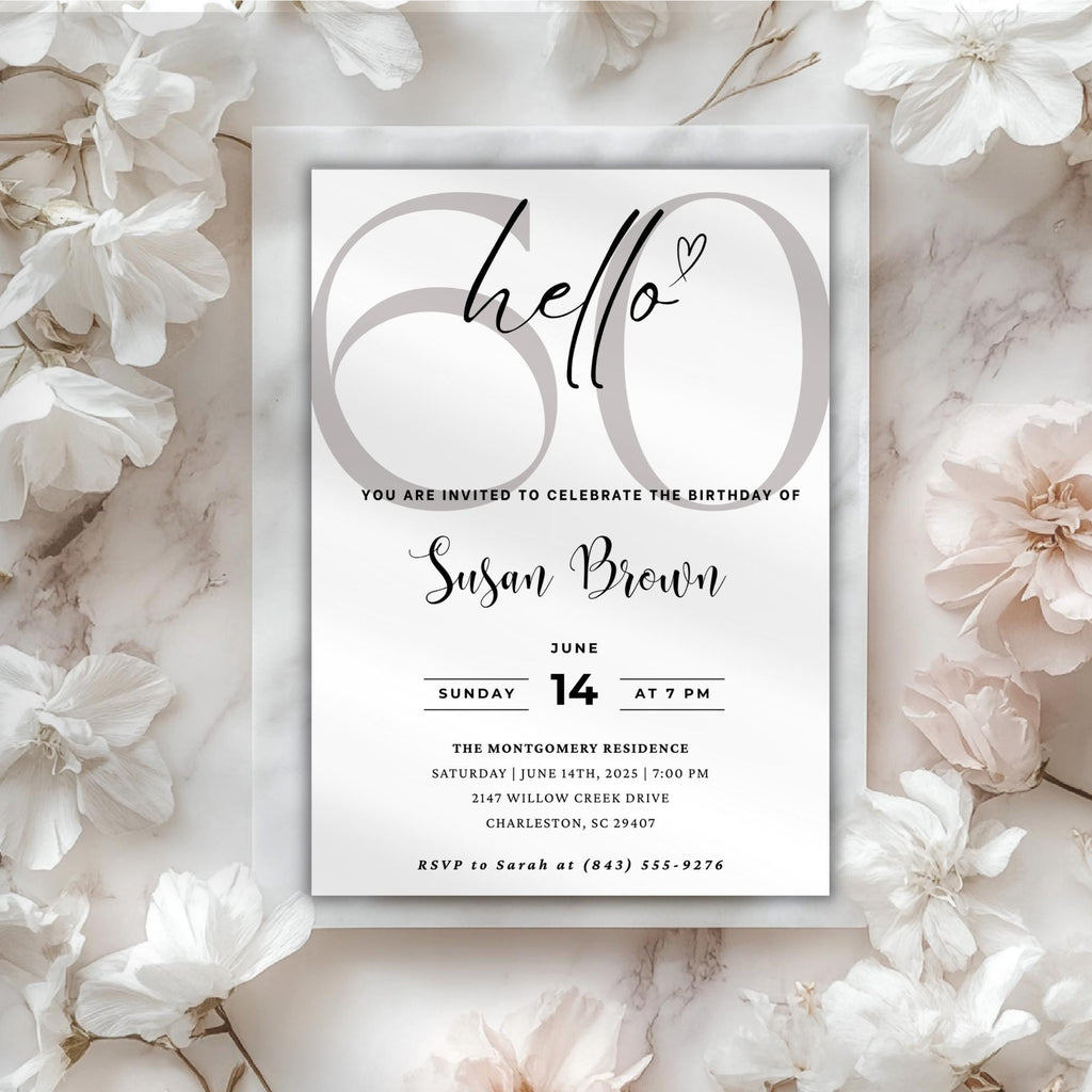 Minimal 60th Birthday Invitation