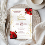 Elegant Red Rose Quinceañera Invitation
