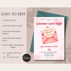 Pink Galentines Girls Night Invitation