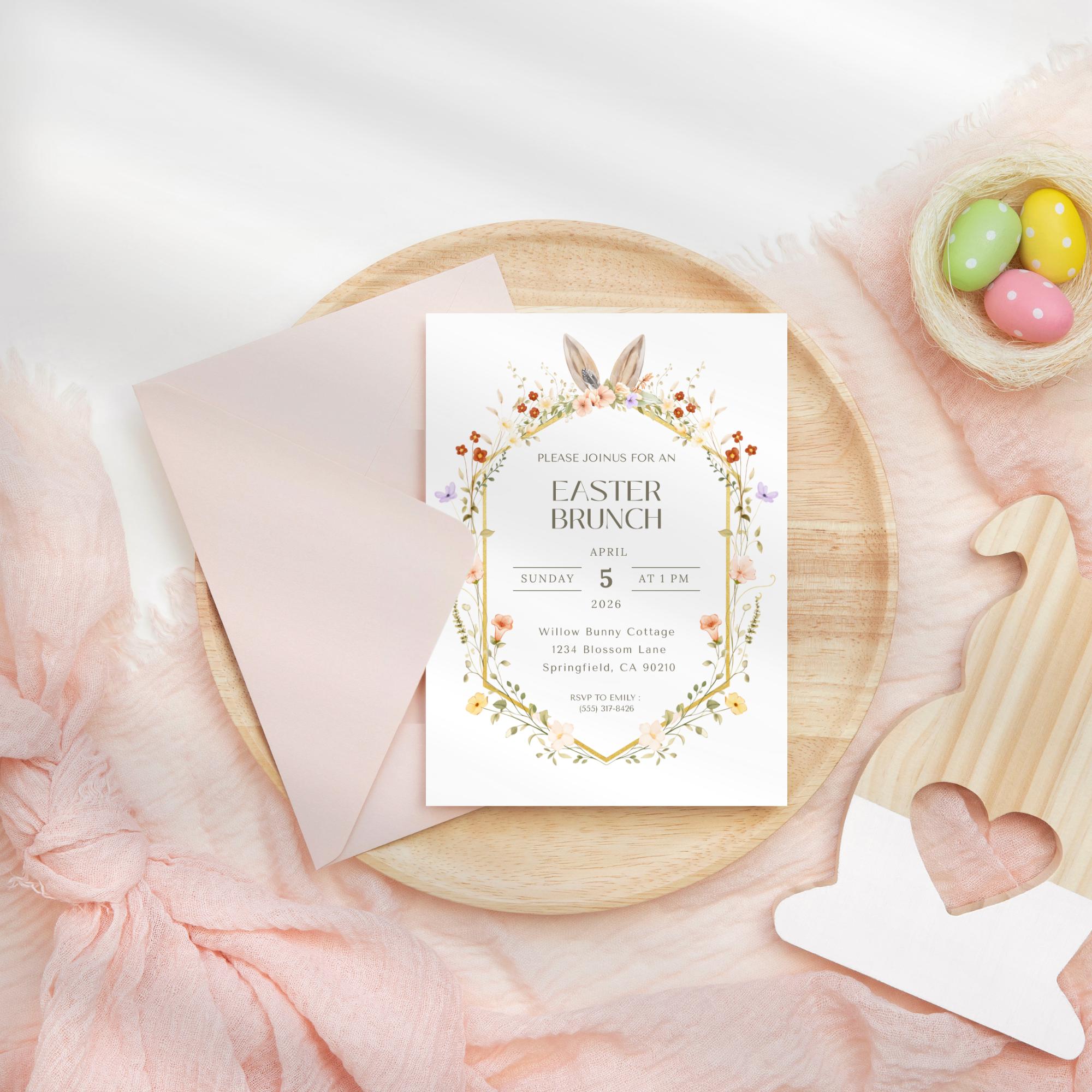 Floral Easter Brunch Invitation
