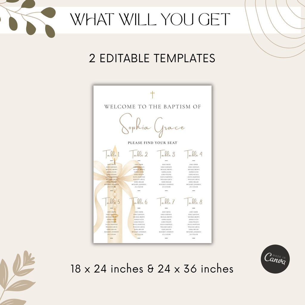 Gold Candle Baptism Seating Chart