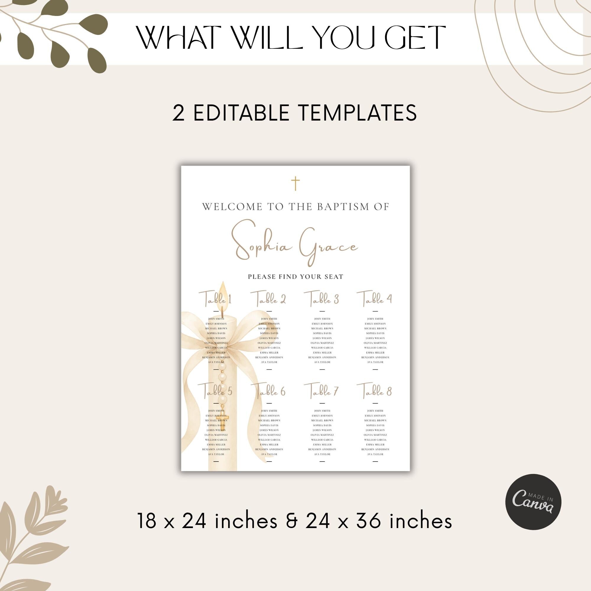 Gold Candle Baptism Seating Chart