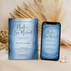 Blue Watercolor Bar Mitzvah Invitation