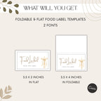 Gold Candle Baptism Buffet Food Labels