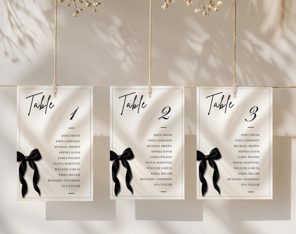 Black Bow Birthday Seating Chart