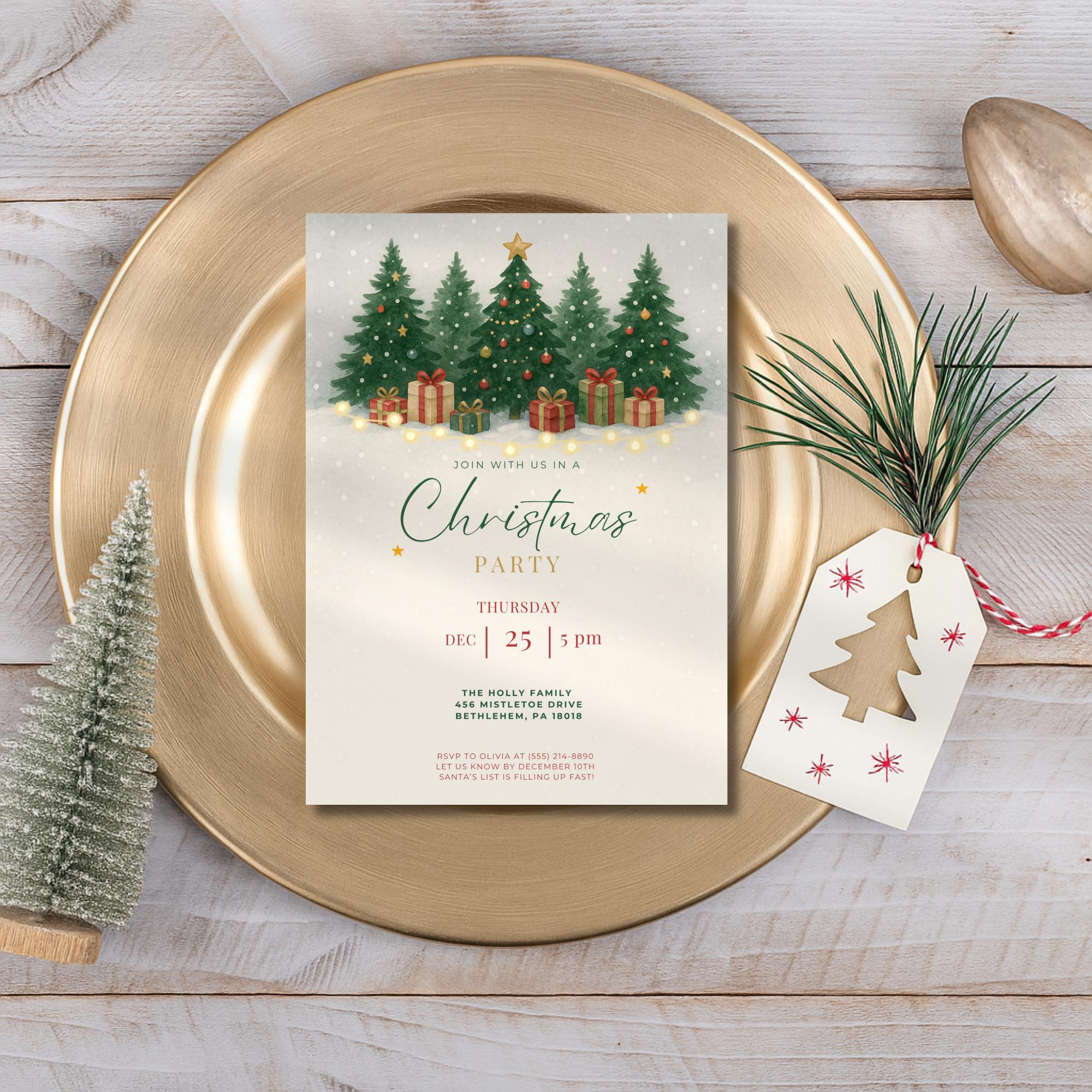 Christmas Tree Party Invitation