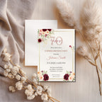 Elegant Burgundy Floral 70th Birthday Invitation