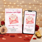 Pink Galentines Girls Night Invitation