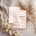 Minimalist Champagne Tower 30th Birthday Invitation