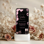 Rose Gold & Pink Balloon Birthday Dinner Invitation