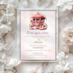 Watercolor Fairytale Princess Carriage Birthday Invitation