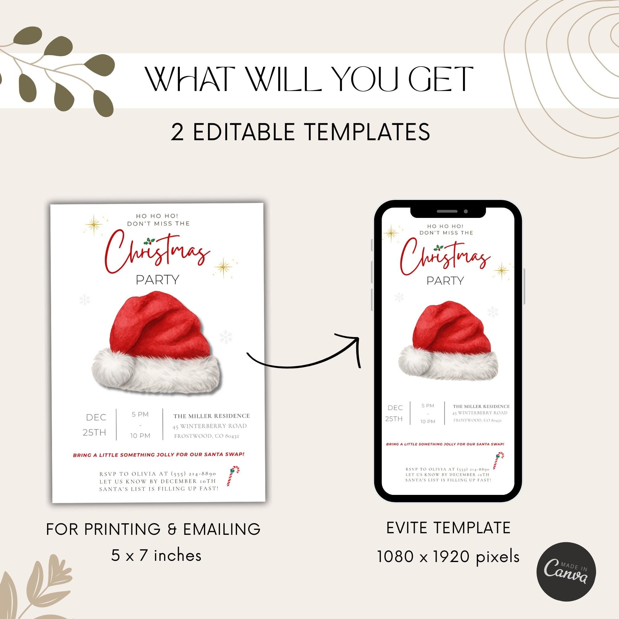 Santa Hat Christmas Party Invitation