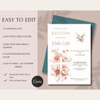 Blush Floral Dove Baptism Invitation