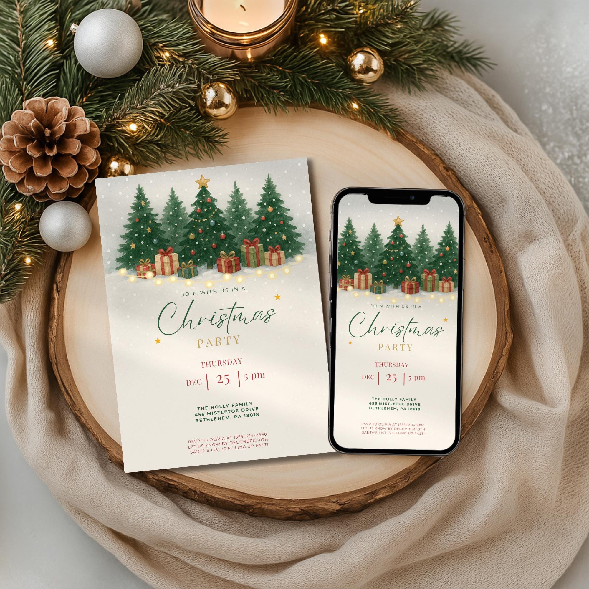 Christmas Tree Party Invitation